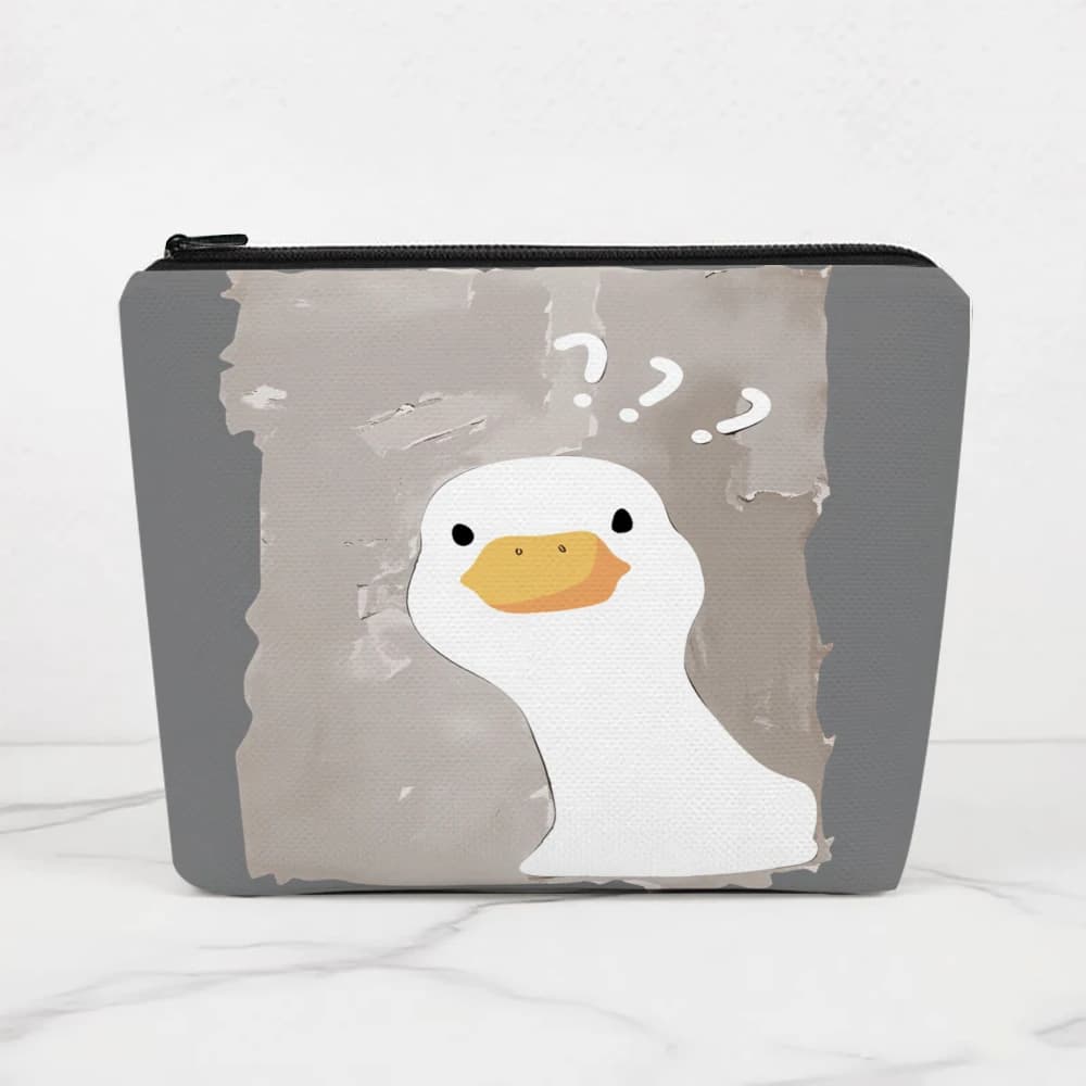 Borse per il Trucco a Forma di Anatra con Punti Interrogativi per Ragazze, Astuccio per Cosmetici, Borsa da Toilette, Portamatite, Contenitore da Viaggio