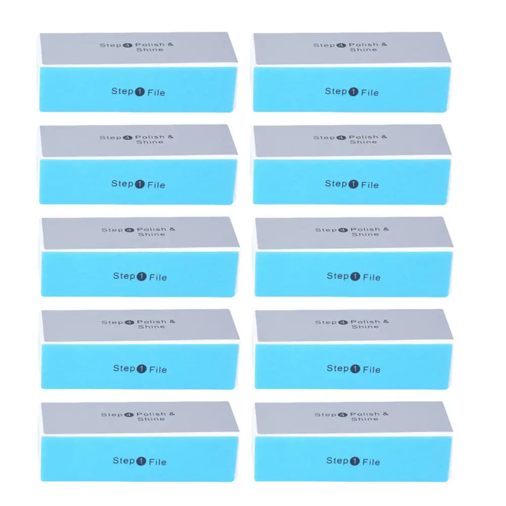 10 Pieces Polishing Nail Block for Double Grana and 4 Colors, Polishing Sponge for Natural Nails, Artistic Works, Wood and Bodhi, Lima for Nails