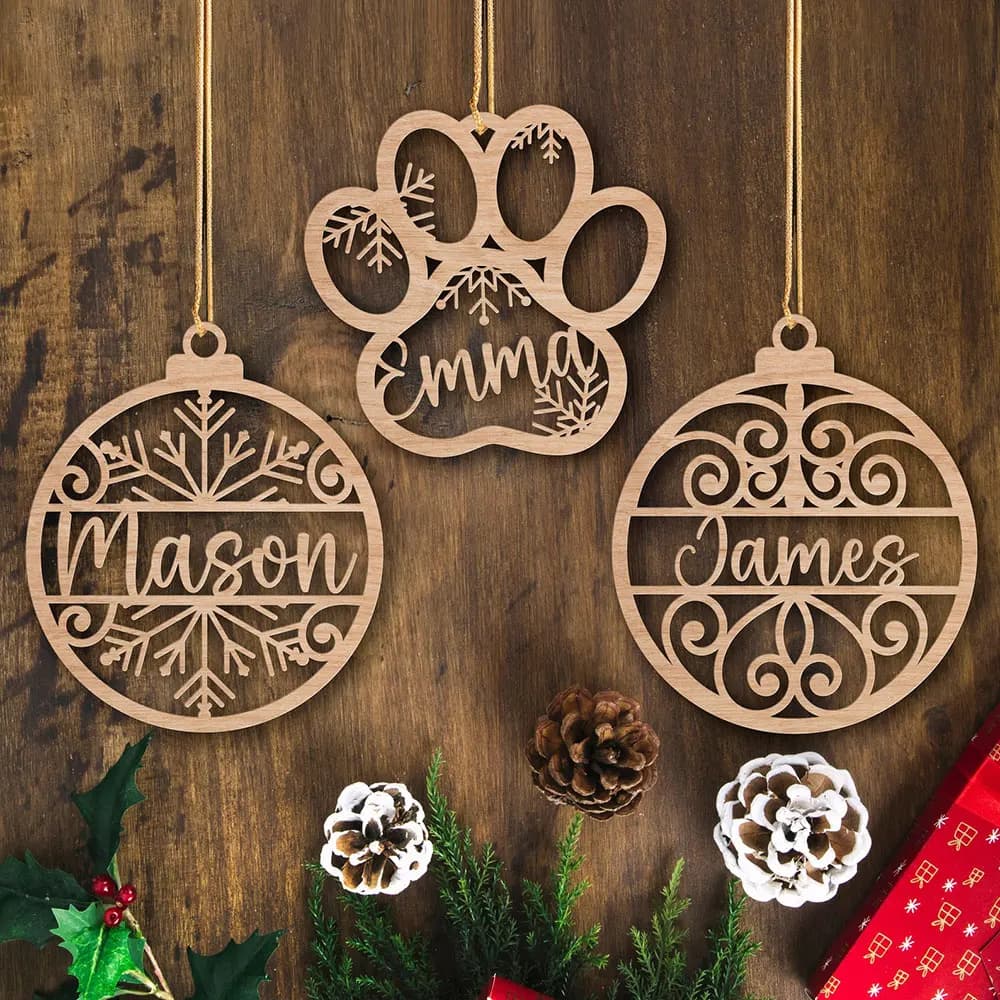 Christmas Ornaments for Custom Family Decorations for Wood Tree Custom Christmas Tree Laser Engraved With Gift Labels Name For Dogs And Cats