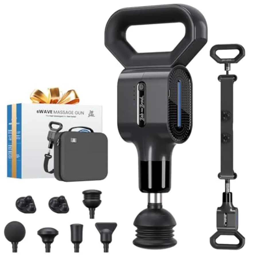 Massage Gun with Massage Strap for Hard to Reach Areas Dual-Mode Percussion Compression Massager in Black Lightweight Ergonomic