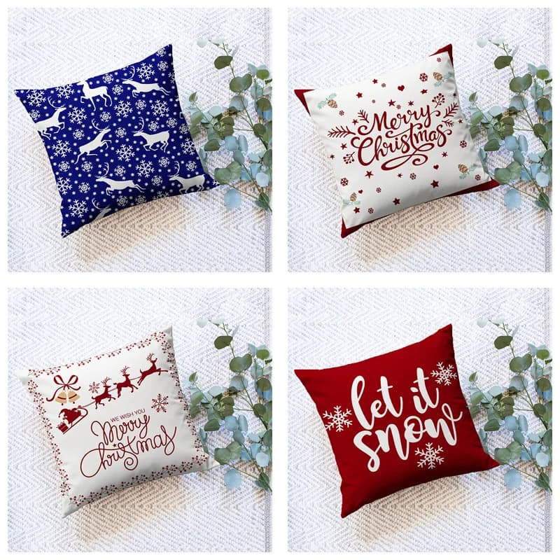 Cuscino Natalizio con Fiocchi di Neve e Renne, per Casa, Auto, Camera da Letto, Divano, Ufficio, Morbido e Confortevole