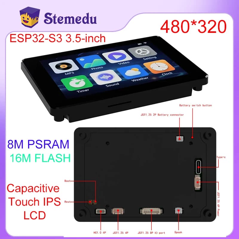 Mini ESP32-S3 IPS Touch 3.5 Inch Capacitive 8M PSRAM 16M FLASH for development Arduino LVGL 480*320 LCD DIY display