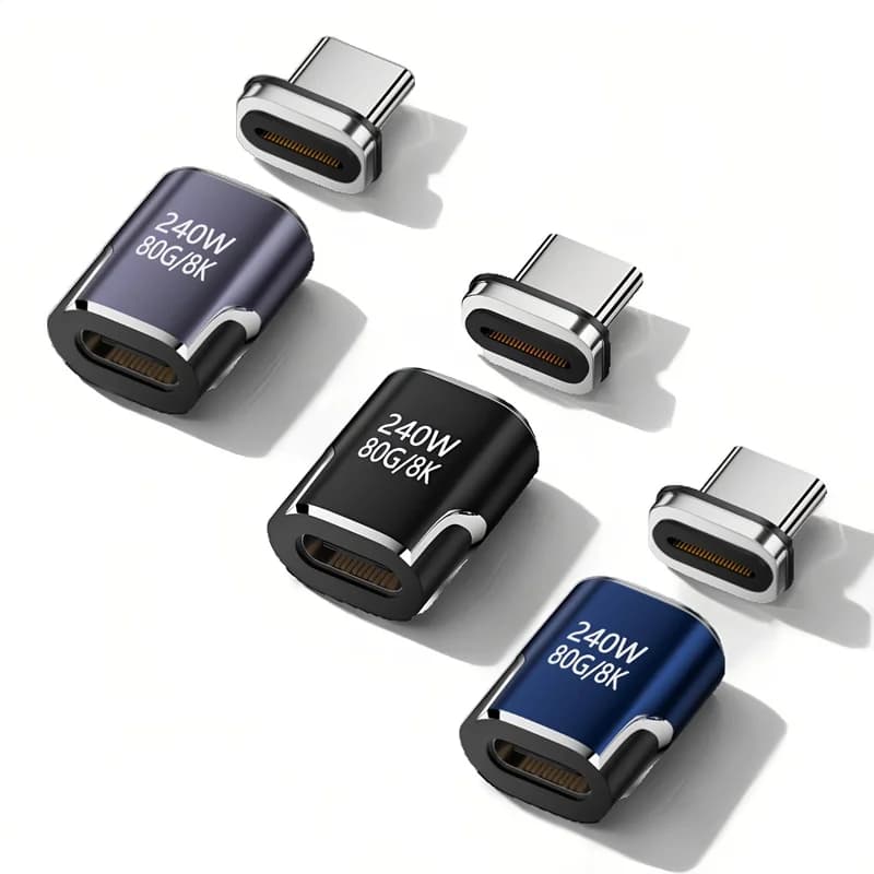 240W Magnetic USB Type C Adapter 80Gbps OTG 8K Video Fast Charging Converter for iPhone 17 16 15 14 13 Laptop Monitor Macbook