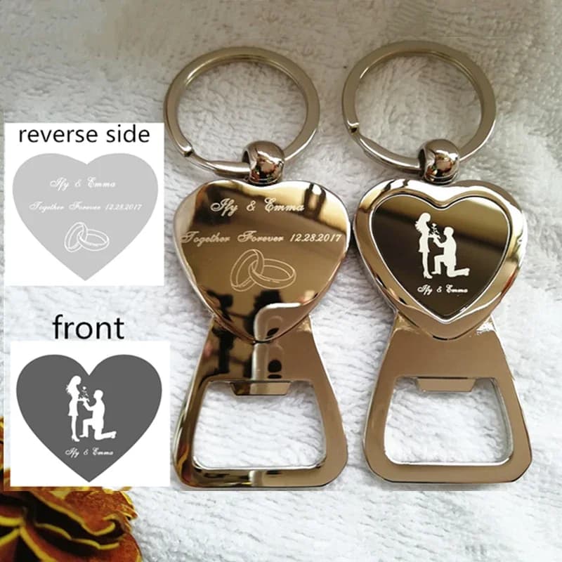 50/100 pz Sposa Sposo Personalizzato Portachiavi Portachiavi Apribottiglie di Birra Personalizzato Bomboniere Bomboniere Grazie Regali