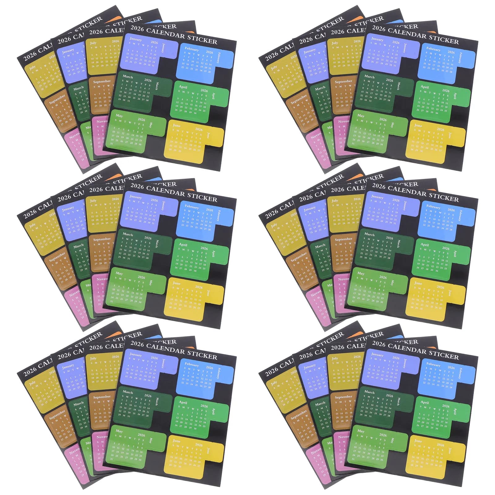 Set di 12 Adesivi Calendario Mensile 2026, Etichette Autoadesive per Planner, Indici Decorativi per Quaderni, Diari, Agende e Scrapbook