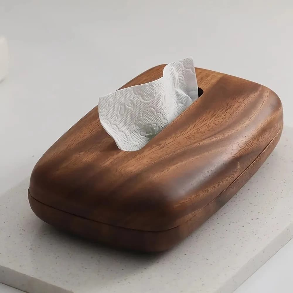 1Pcs New Nut-brown Tissue Box Cover Solid Wood Simple Tissue Storage Box Large Capacity Elegant Napkin Dispenser Home