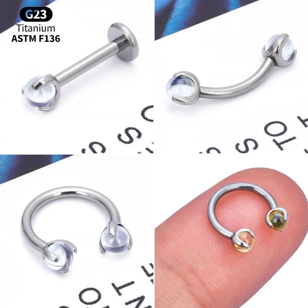 G23 Titanium Three Claw Round Crystal Ball Labret Stud ASTM F136 Internal Thread Lip Tragus Helix Ear Piercing Jewelry 1PC