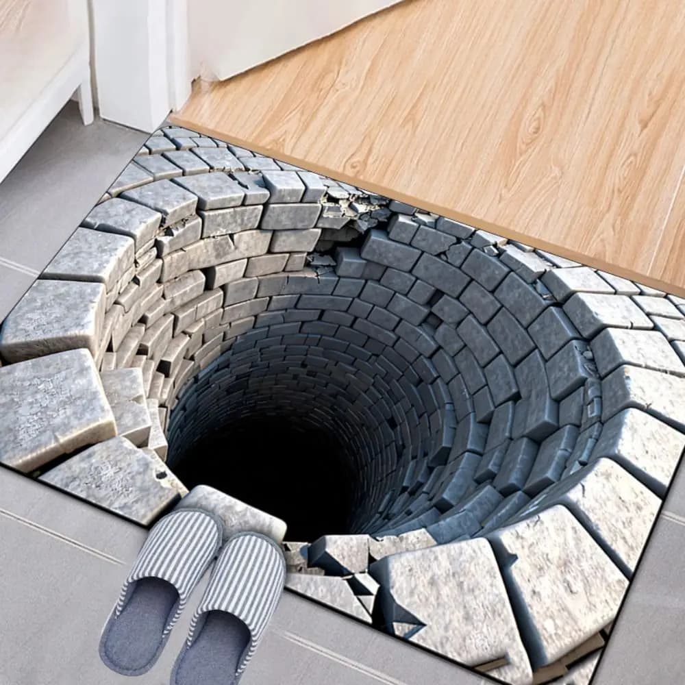 Tappeto 3D con Illusione Ottica Piana, Antiscivolo, Assorbente, per Bagno, Resistente all'Abrasione, Durevole, per Camera da Letto, Arredo Casa