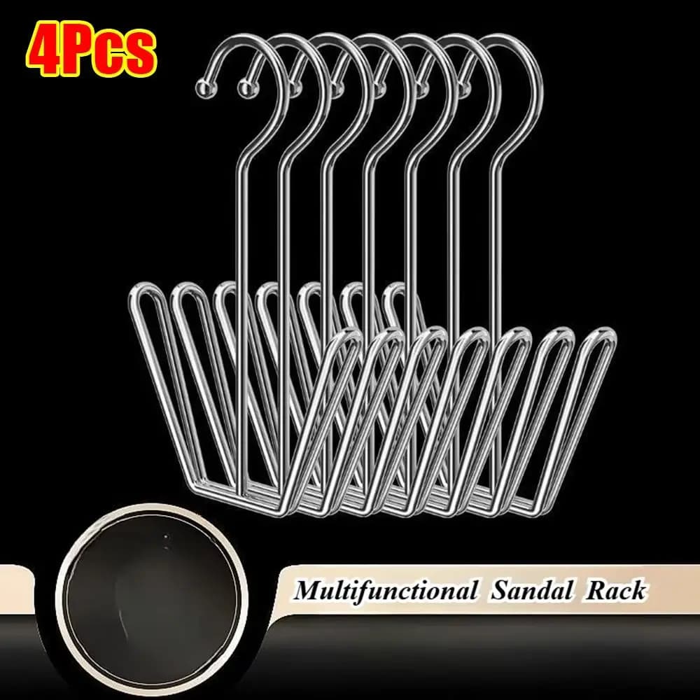 Pack of 4 Pieces: Stainless Steel Shoe Seat Silver, Gancio Dresses with Double Hook for Home Use