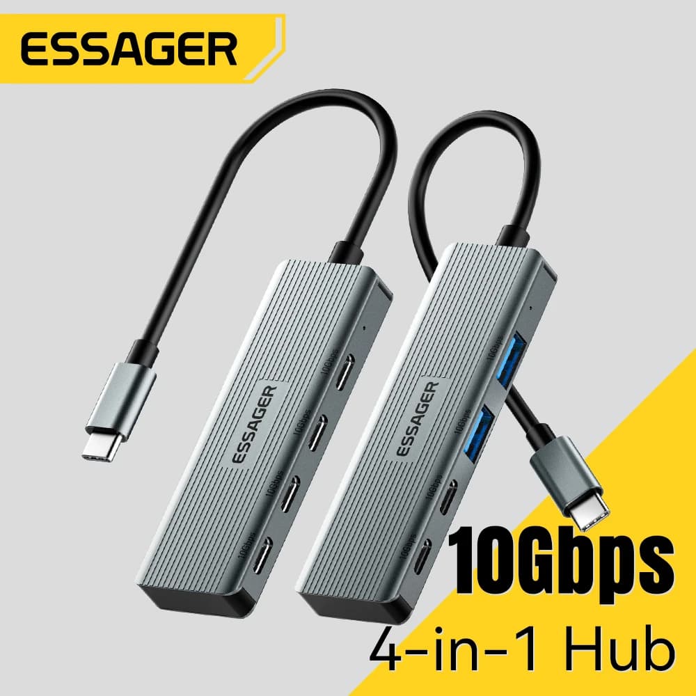 Adattatore hub USB Essager Adattatore splitter hub USB tipo C a USB 3.1 Gen2 4 in 1 per MacBook Pro Air Samsung Docking Station HUB