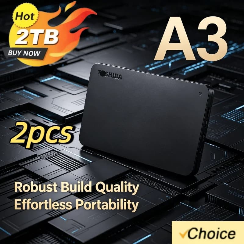 Toshiba per OEM Disco Rigido Esterno A3 da 500GB 1TB 2TB USB3.0, HDD Portatile da 2.5 Pollici, 2 Pezzi, Box per Disco Rigido Esterno