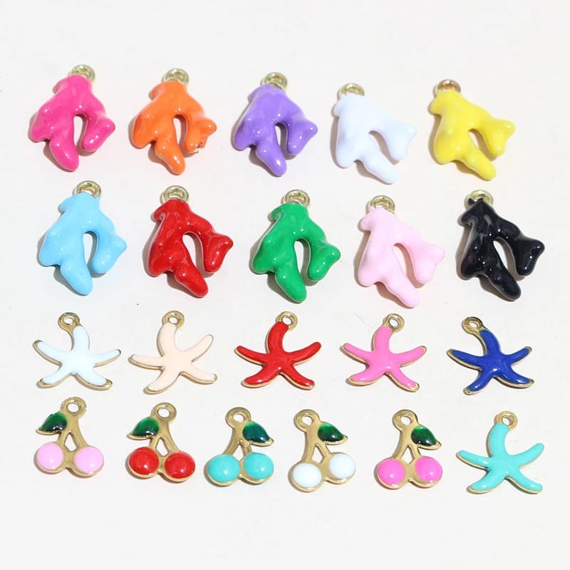 20 pz smalto barriera corallina stella ciliegia Charms ciondolo per collana orecchino braccialetto gioielli fai da te che fanno accessori risultati