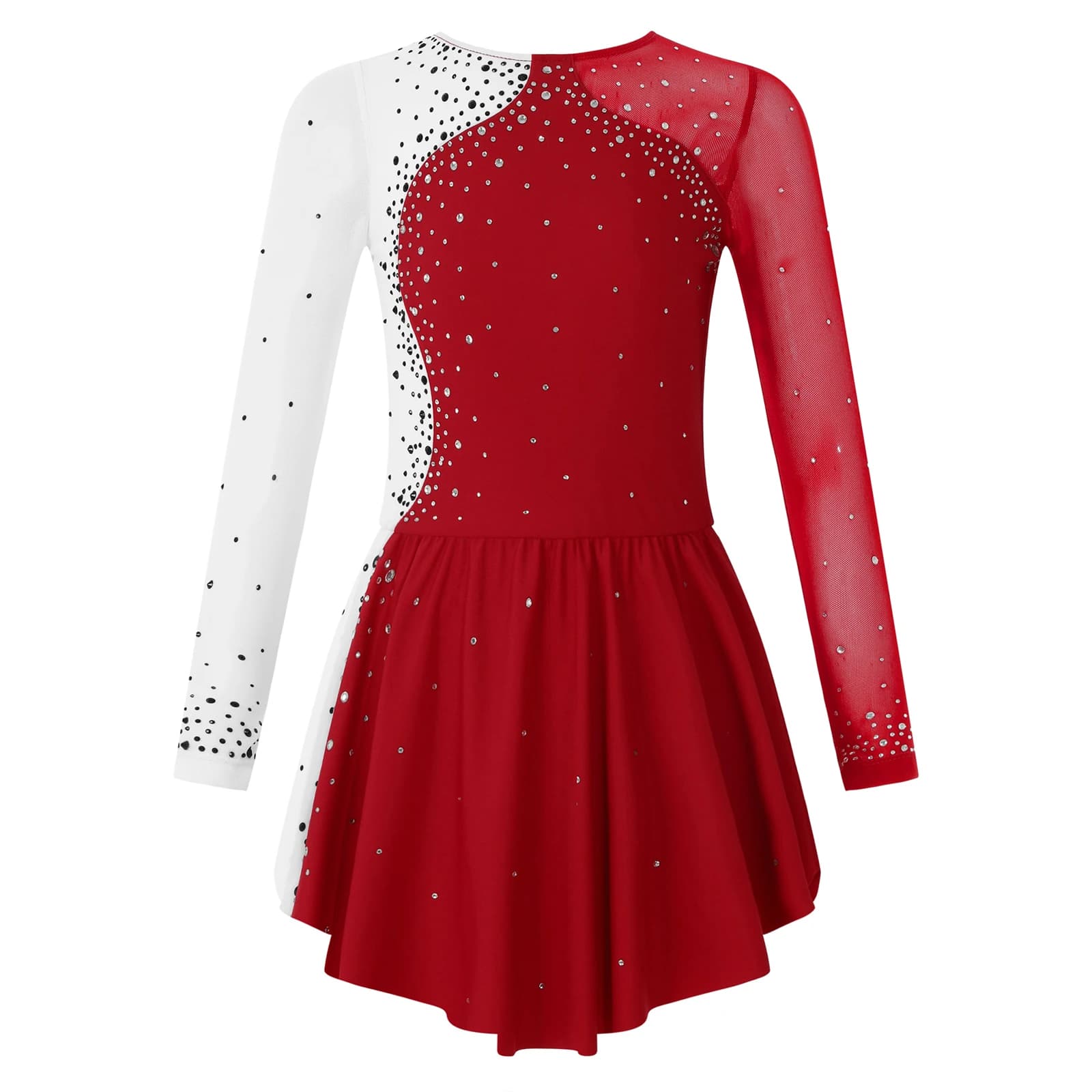Costume da pattinaggio di figura con strass per bambina, balletto, danza, ginnastica, body, pattinaggio a rotelle, competizione, spettacolo teatrale