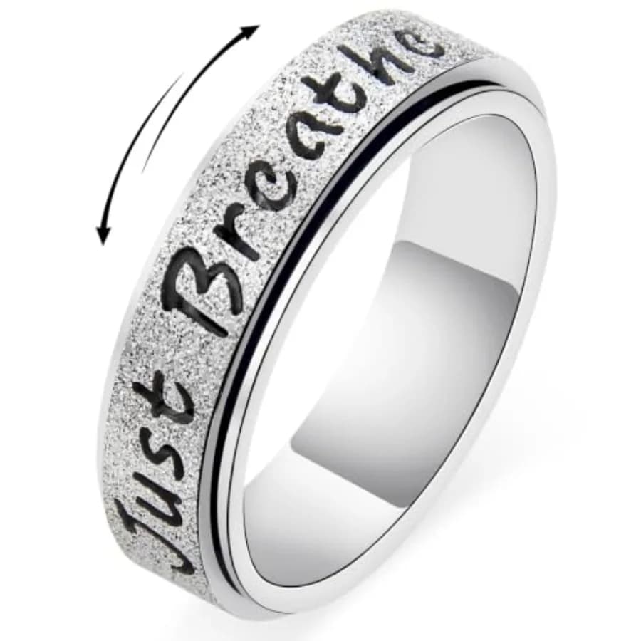 New product tasting price Fidget Spinner Ring for Women - Just Breathe Inspirational Hope Rings, Stainless Steel Anxiety Women'