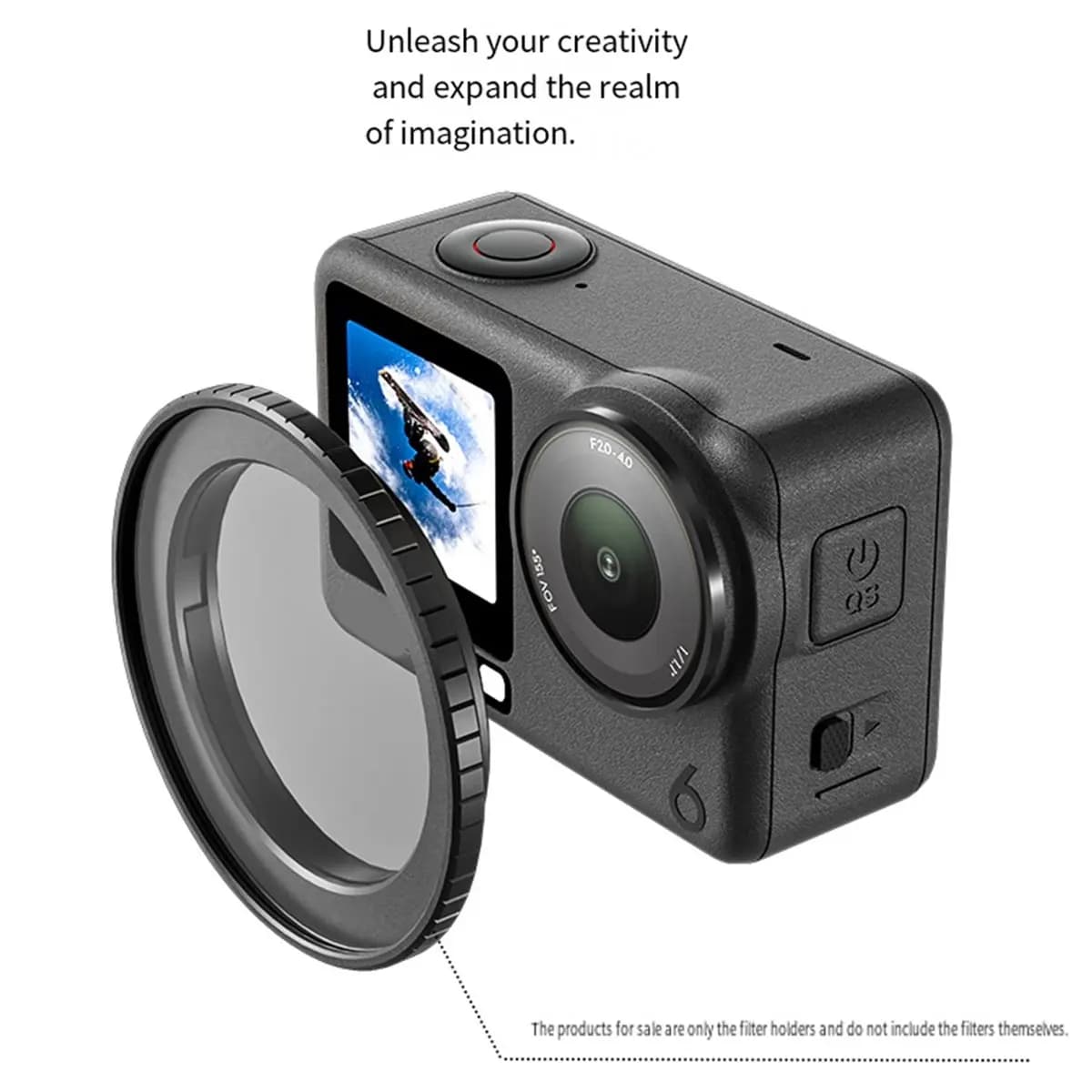 A41T 2 Pieces 49mm Lens Filter Adapter for DJI Action 6 Camera, Filter Support, Protective Frame for Filter