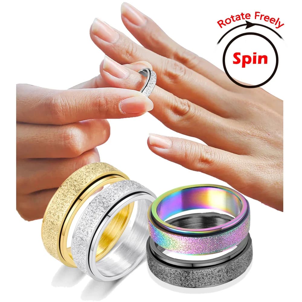 Anelli di agitazione per ansia da donna Spinner rotante in acciaio inossidabile titanio accessori antistress anello per uomo