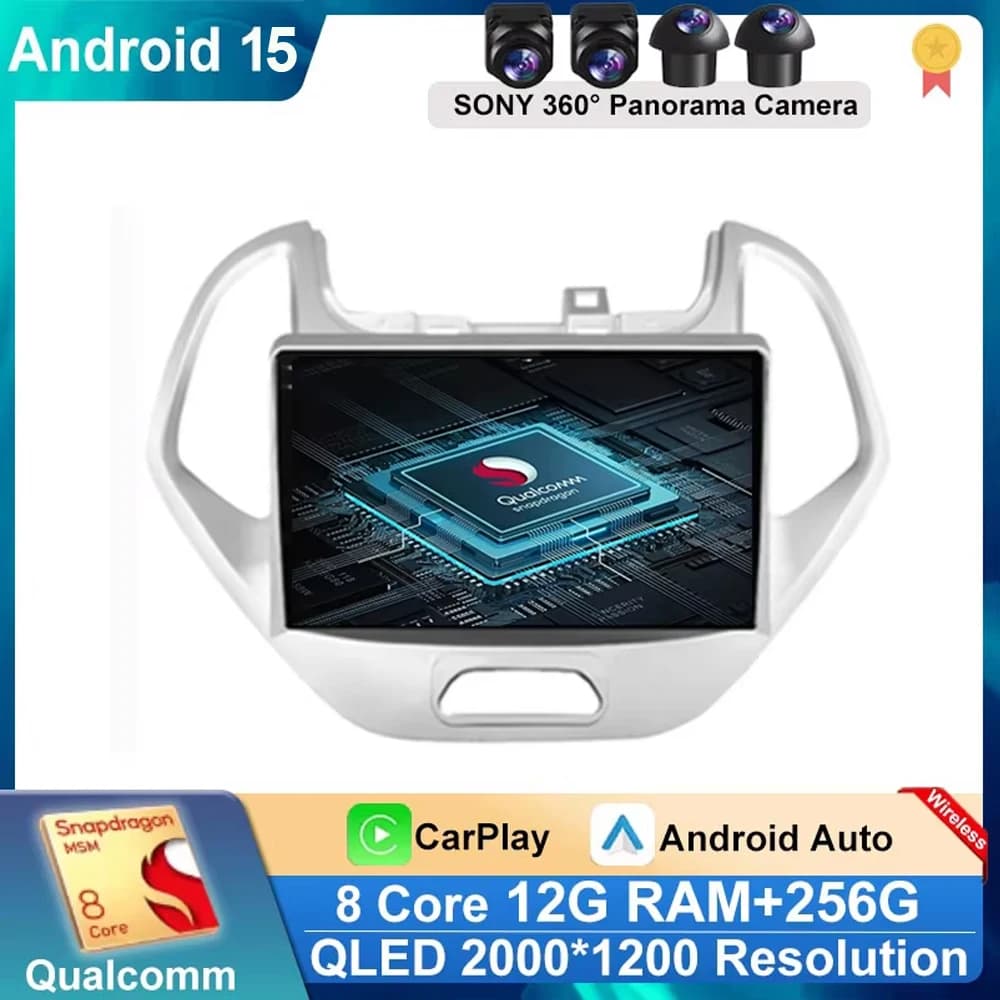 Autoradio Carplay Android 15 Per FORD FIGO KA 2015 2016 2017 2018 2019 2020 Automotive Bluetooth Ricevitore Multimediale Coche