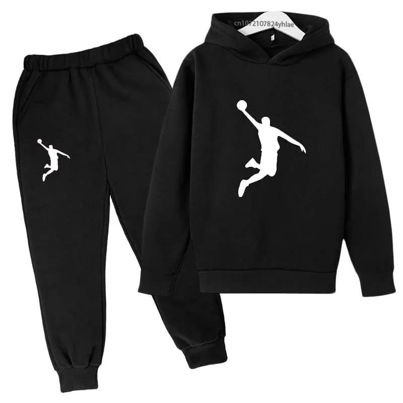 Bambini Casual Autunno Primavera 2 pezzi Felpa con cappuccio + pantaloni Tute con stampa di lettere 2-13 anni Ragazzi Ragazze Abiti semplici Set di vestiti per bambini