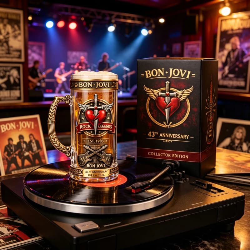 Tazza da birra commemorativa Bon Jovi Rock Legend, logo vintage della band