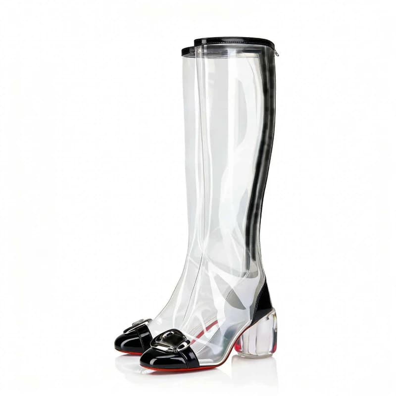 Women's and American sexy crystal high heels, metal buckles, disco theatre shows, walking shows, high knee boots