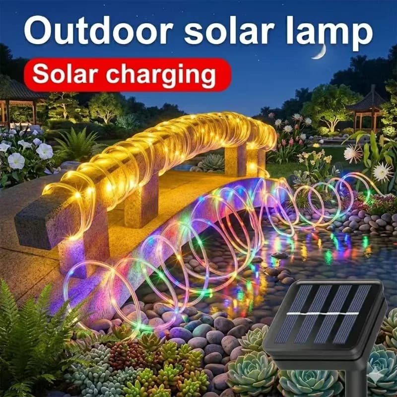 Luci Solari Natalizie a Corda per Esterni, Impermeabili, Ghirlanda Decorativa per Giardino