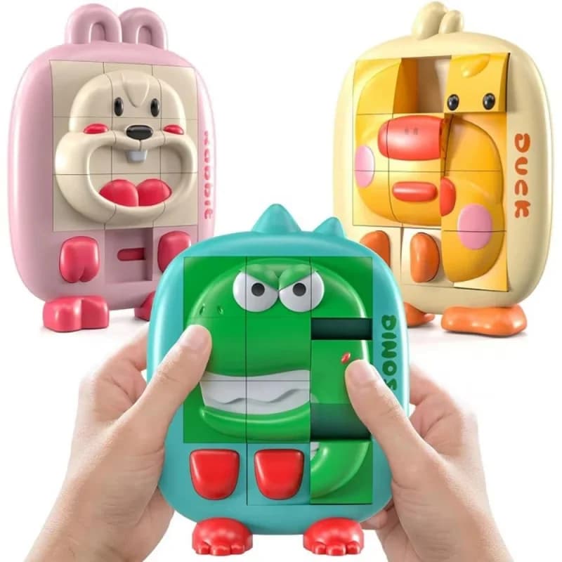 Gioco di puzzle con diapositive per animali dei cartoni animati Gioco di puzzle rompicapo Giocattolo educativo Montessori per giocattoli da viaggio per addestramento del pensiero logico