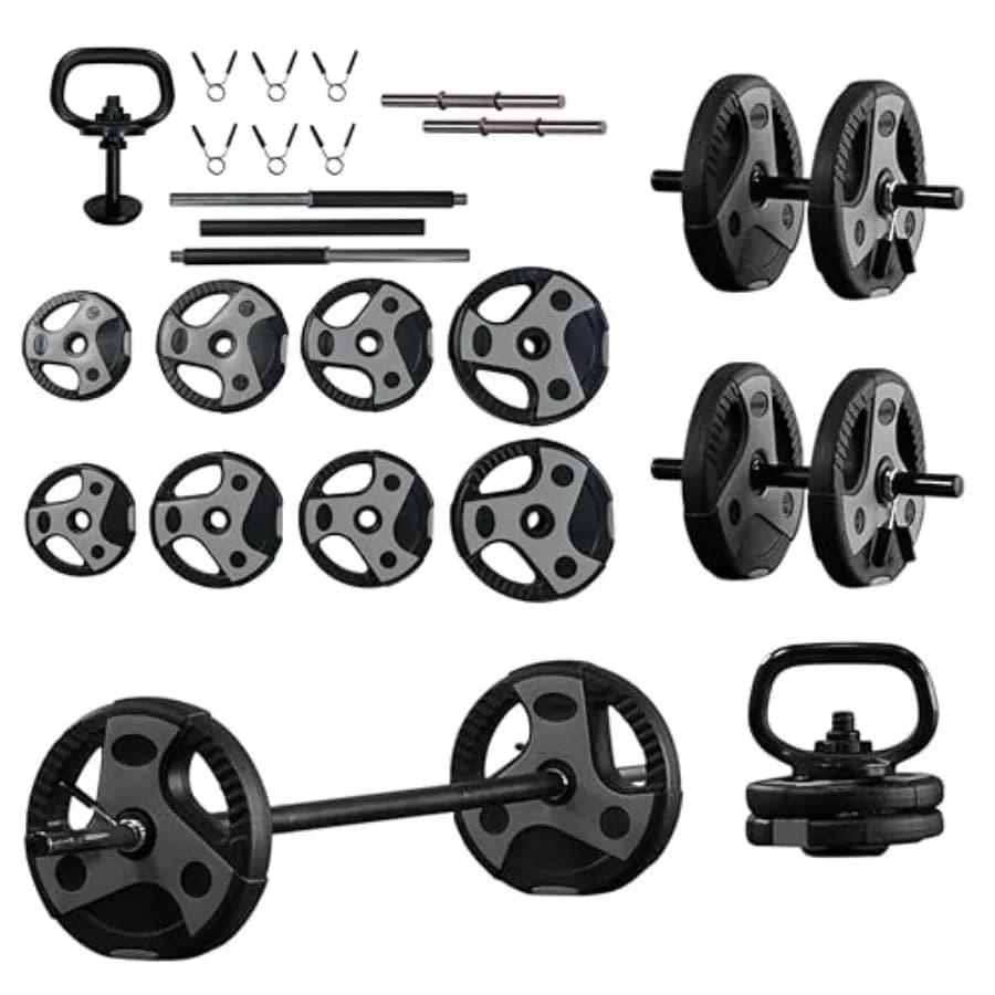Set di Pesi Regolabili per Palestra Domestica - Barra per Curl in Acciaio Resistente con Opzioni di Utilizzo Multiple - Finitura Grigia e Nera - Personalizzabile