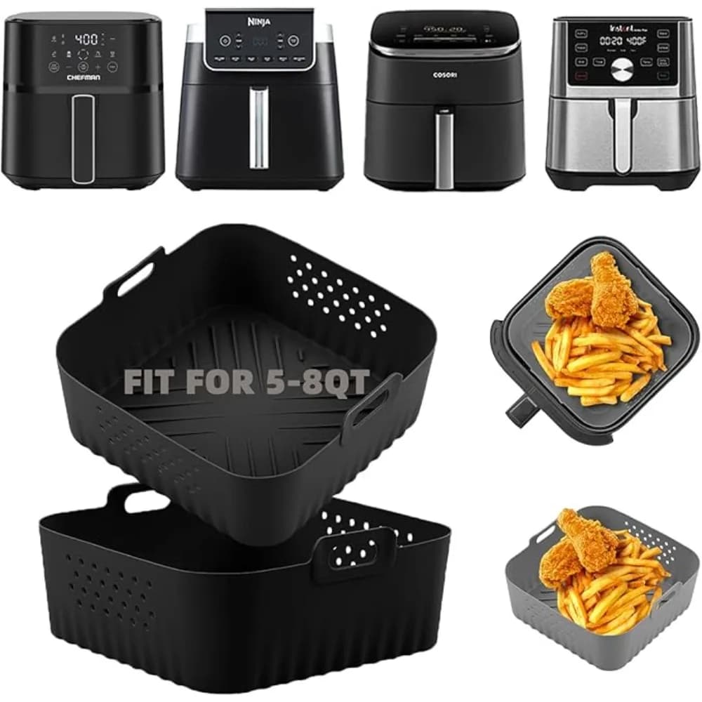 Silicone Air Frying Sheet Reusable Non-stick Basket for Ninja AF181 AF180 AF141 AF140 Compatible with Air Fryers 5-8QT
