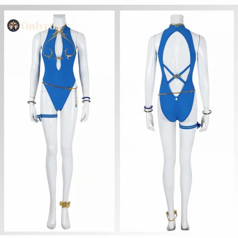 Street Fighter 6 Chun-Li Swimsuit Cosplay Costume Full Set Uniform Role Play Halloween Carnival Party Outfit Onlycos