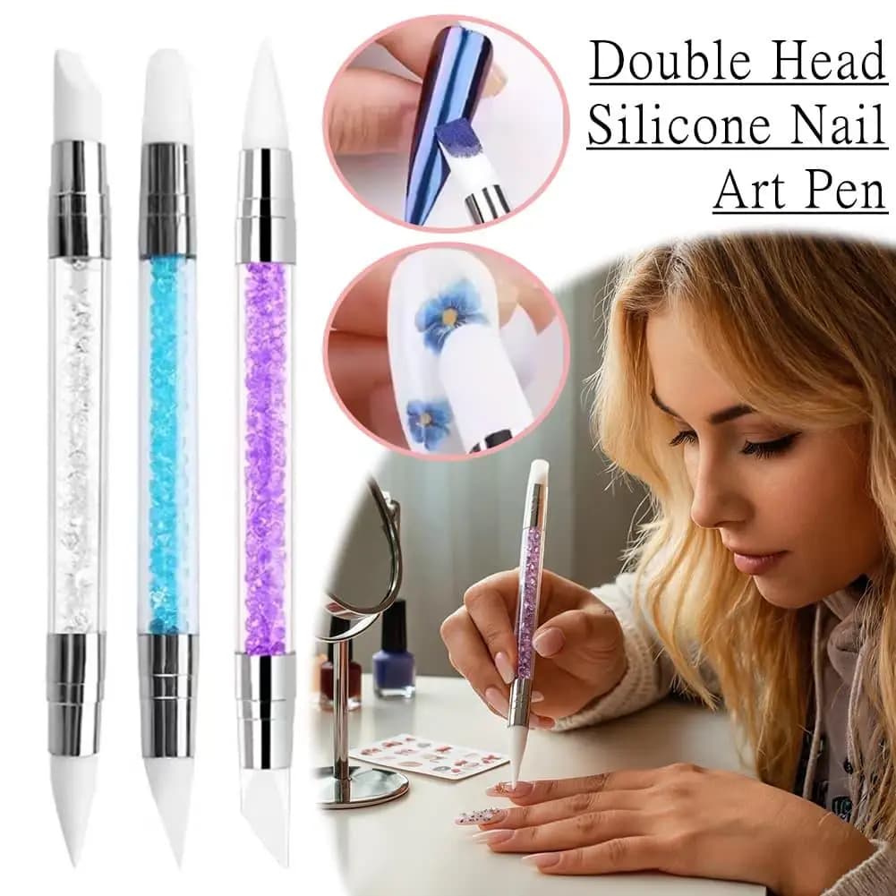 Nail Art Double‑Head Silicone Pen Decorative Pen Glue Applicator Ultra‑Soft Embossing Pen Nail Art Brush Nail Art Brush Set
