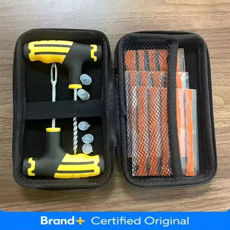 Kit di Riparazione Pneumatici Auto, Strumento per Riparare Forature, Kit di Riparazione d'Emergenza con Colla e Strisce per Pneumatici, Gonfiatore per Pneumatici Amagi