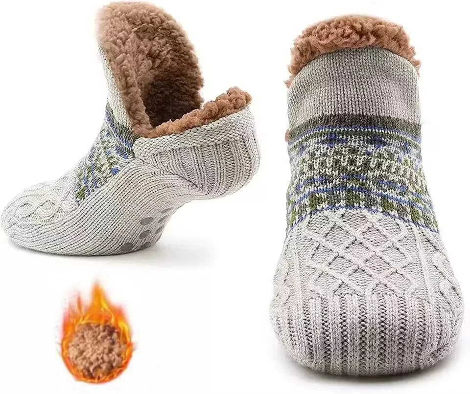 Calzini da pantofola termici da uomo invernali caldi corti in cotone ispessito per la casa che dormono morbidi antiscivolo calzini da pavimento fuzzy soffici maschili nuovi