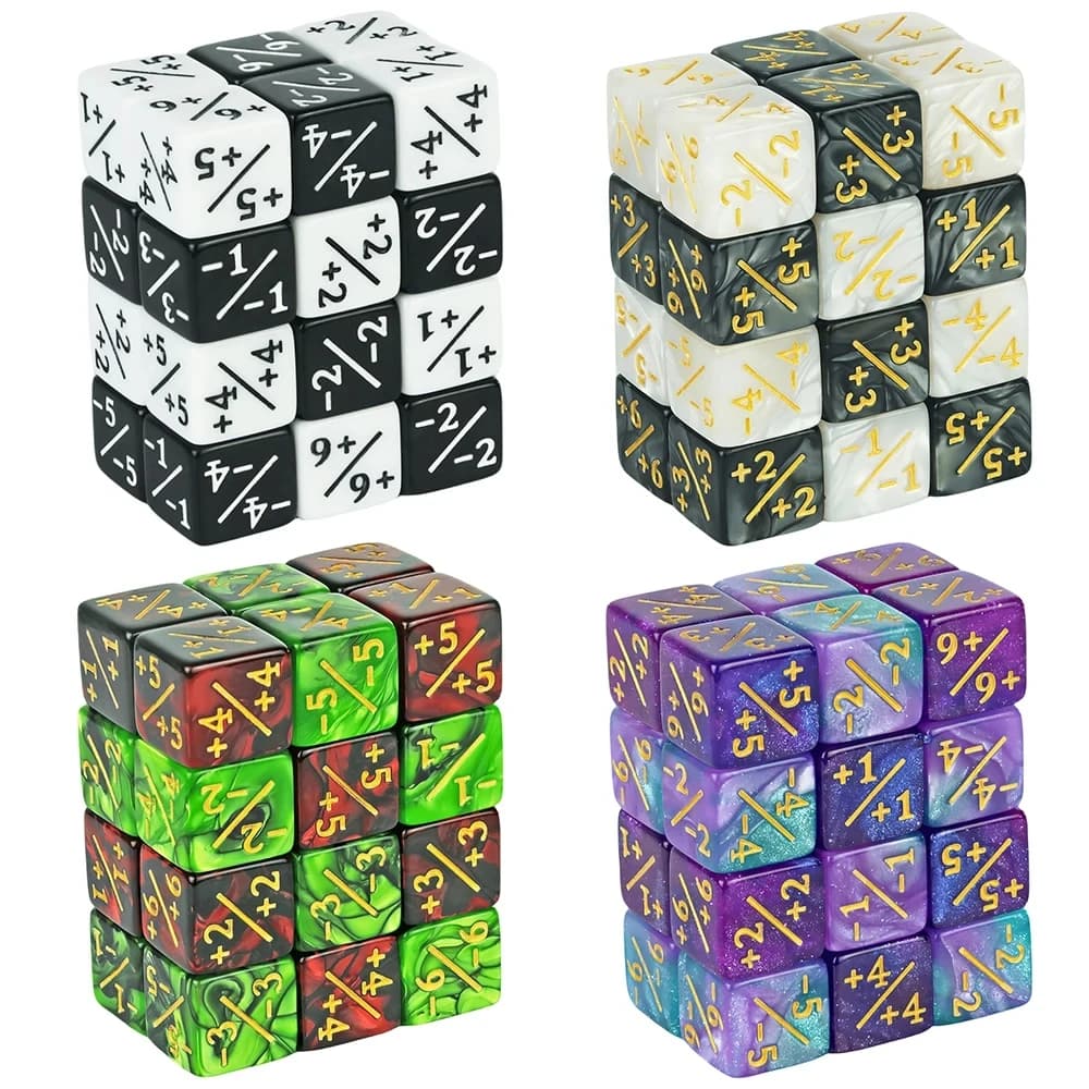 10pcs Six Sided Dice Set D6 Counters +1/+1 and -1/-1 Set for Entertainment games