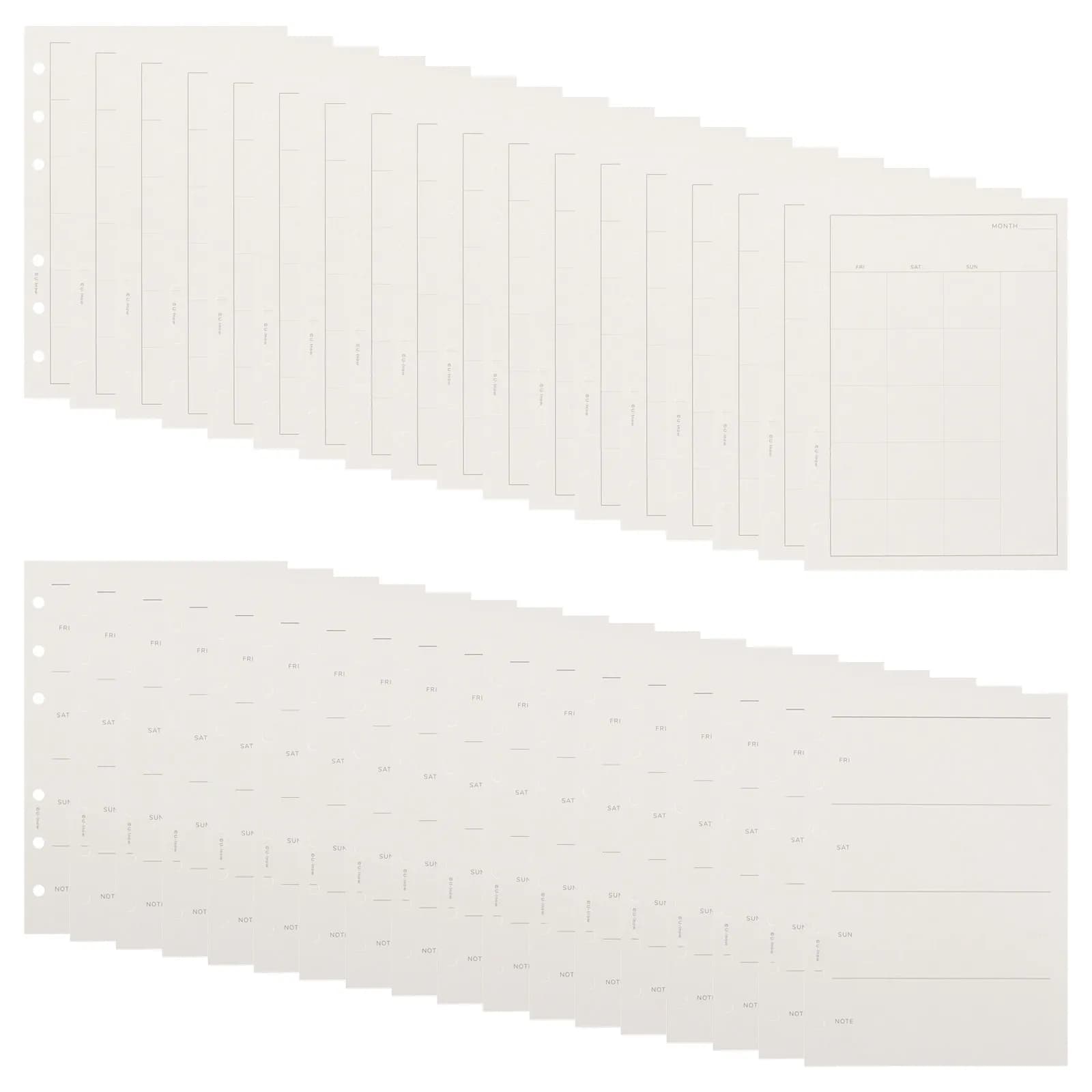 4 Books Notebook Planner Refill Paper A6 Undated Weekly Monthly Binder Inserts 6-Hole Punched Refillable Planner Pages Organizer