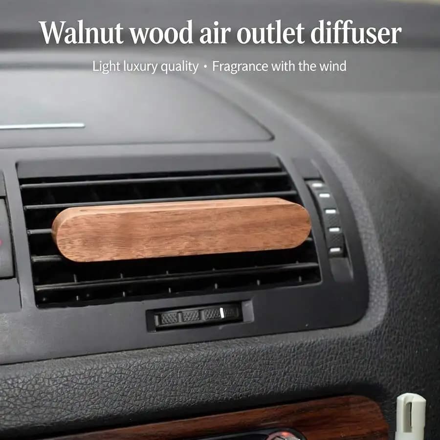 Diffusore per Auto a Clip, Porta Aromi in Legno di Noce Nero, Scatola Profumata per Bocchette Auto in Legno Naturale