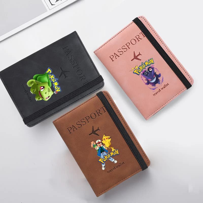 Simpatica custodia per passaporto Pikachu, portafoglio in pelle PU con stampa alla moda, borsa da viaggio per passaporto e porta biglietti da visita, regalo di compleanno