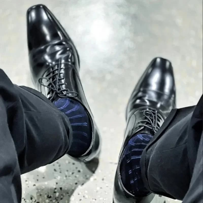 Calze a Righe per Uomo, Calze Lunghe Ultra Sottili in Seta per Abiti Formali, Calze Trasparenti Sexy, Calze Eleganti da Uomo per Affari