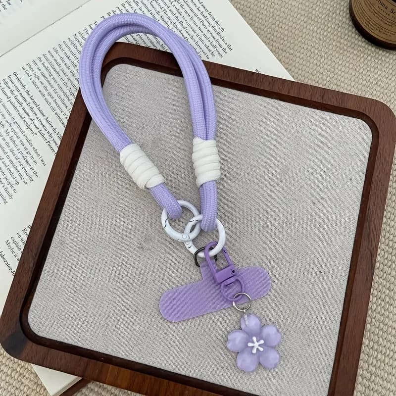 Cinturino da Polso per Telefono con Design Trasparente a Fiori di Ciliegio, Grazioso Braccialetto con Cordino, Charm per Telefono