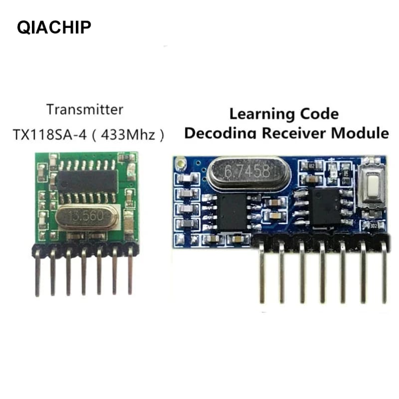 QIACHIP Trasmettitore di codifica wireless ad ampio voltaggio 433 MHz + ricevitore di decodifica Modulo di uscita a 4 canali per telecomandi 433 Mhz