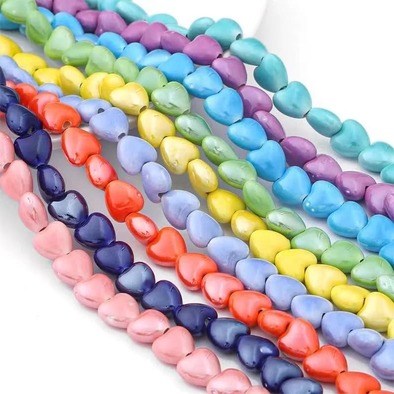 20 pz Lucido a Forma di Cuore 10mm 12mm Fantasia Smalto Ceramica Porcellana Branelli Allentati Del Distanziatore Per La Produzione di Gioielli Risultati Del Braccialetto FAI DA TE