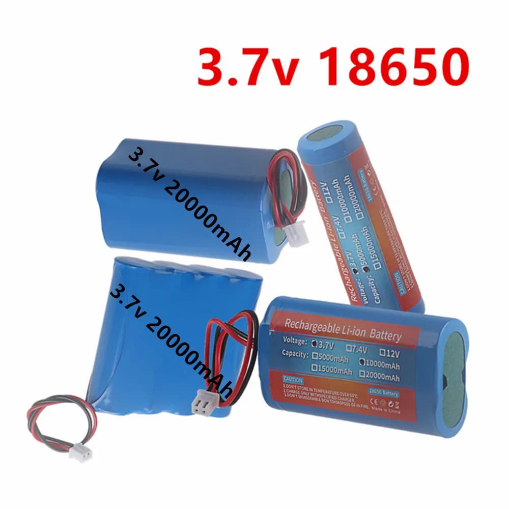 18650 3.7V 5000mAh 10000mAh 15000mAh 20000mAh Li-ion Battery + xh2.54 Plug for Bluetooth Speaker Small Player Solar headlights
