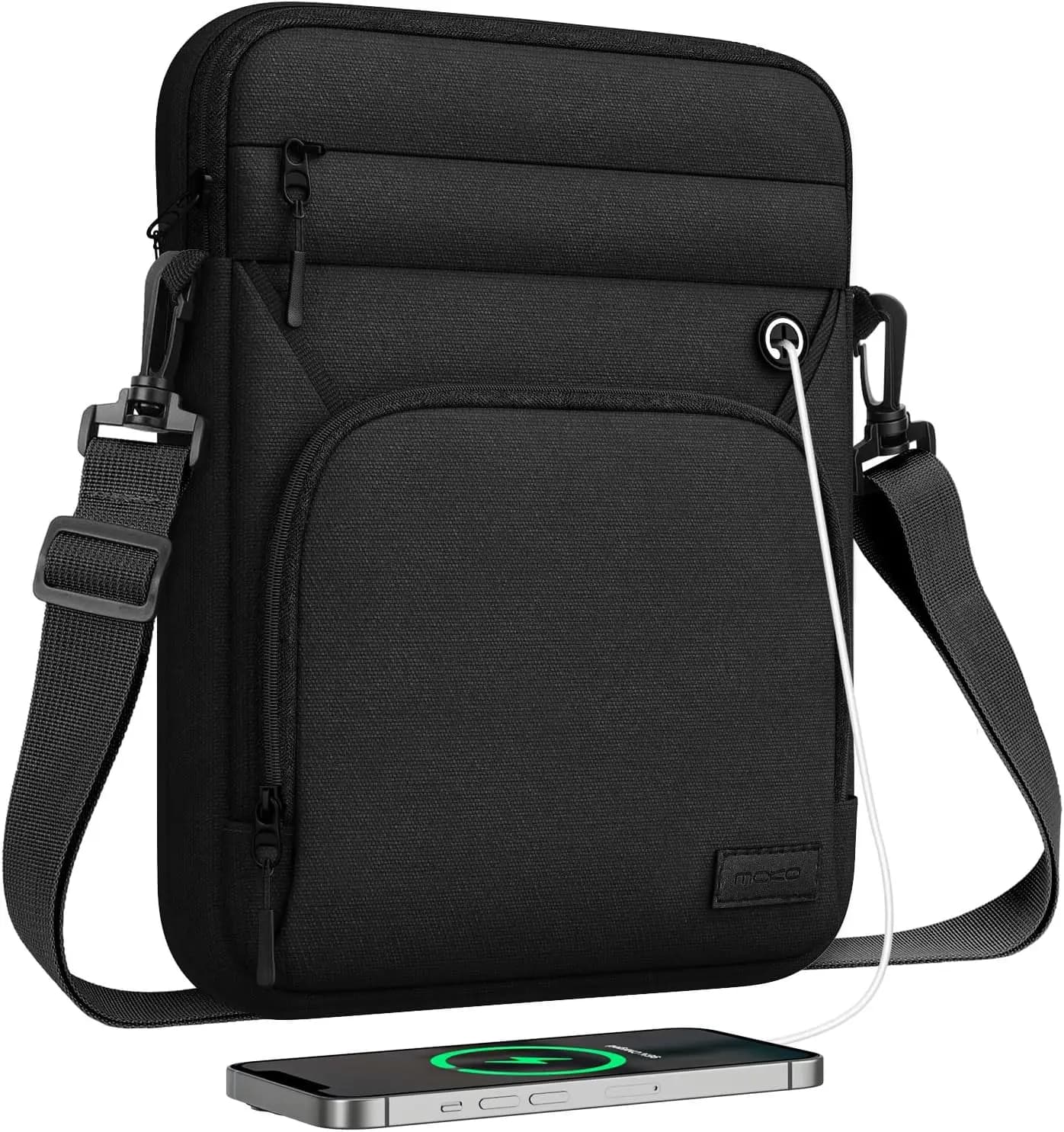 13-14 Pollici 360 ° Borsa protettiva per laptop, adatta per modelli Mac e Surface Pro, multi-tasche con tracolla, nera