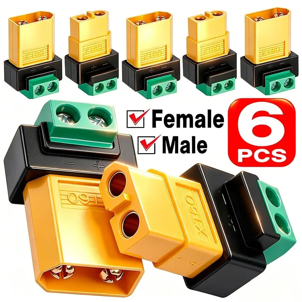1-6PCS 2Pin XT60 Connector Screw Terminal Adapter XT60 Male/Female To 2PIN Solderless Power Plug Adapters for Solar Panels Drone