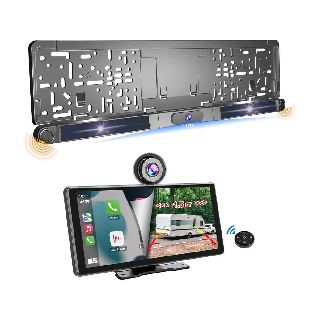 Schermo di Navigazione Portatile Wireless Android Auto 4K da 10,36 Pollici con Telecamera Posteriore Solare per Camper, Rimorchi, Camion