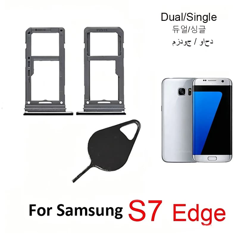 For Samsung Galaxy S7 Edge G935 G935F Phone Housing New SIM Card Adapter and Micro SD Card Tray Holder With SIM Eject Pin