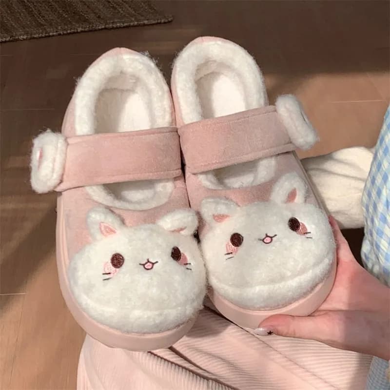 Scarpe Lolita originali giapponesi autunno inverno pantofole da casa ragazze morbide e carine scarpe con suola spessa in cotone con nastro magico per interni