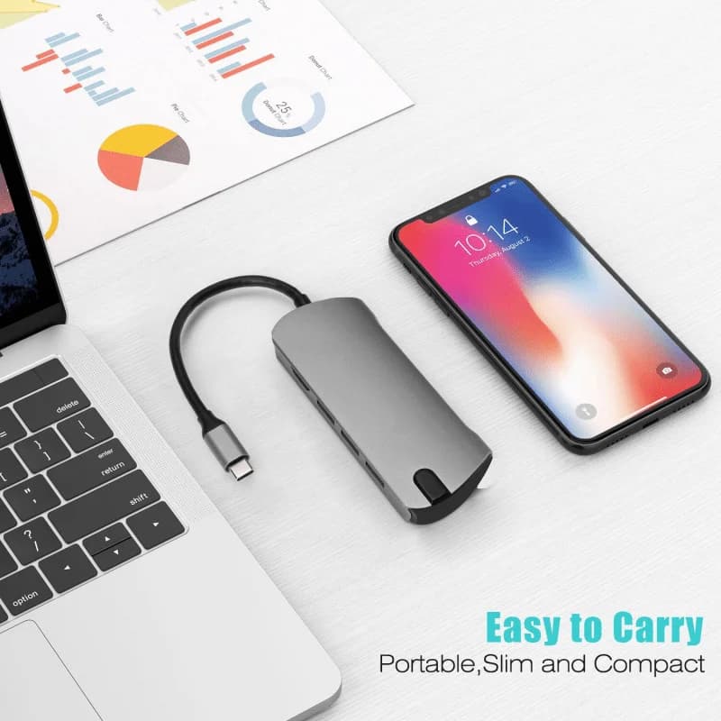 Hub USB C da Tipo C a HDMI, Docking Station Splitter Thunderbolt 3, Adattatore per Laptop Compatibile con MacBook Air M1 e iPad Pro
