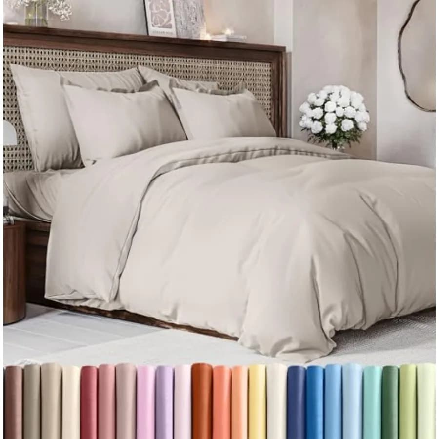 Duvet Cover Queen Size Set - Extra Soft Queen Duvet Cover 90" x 90" with 2 Pillow Shams for Women, Men, and Teens - Hotel Luxur