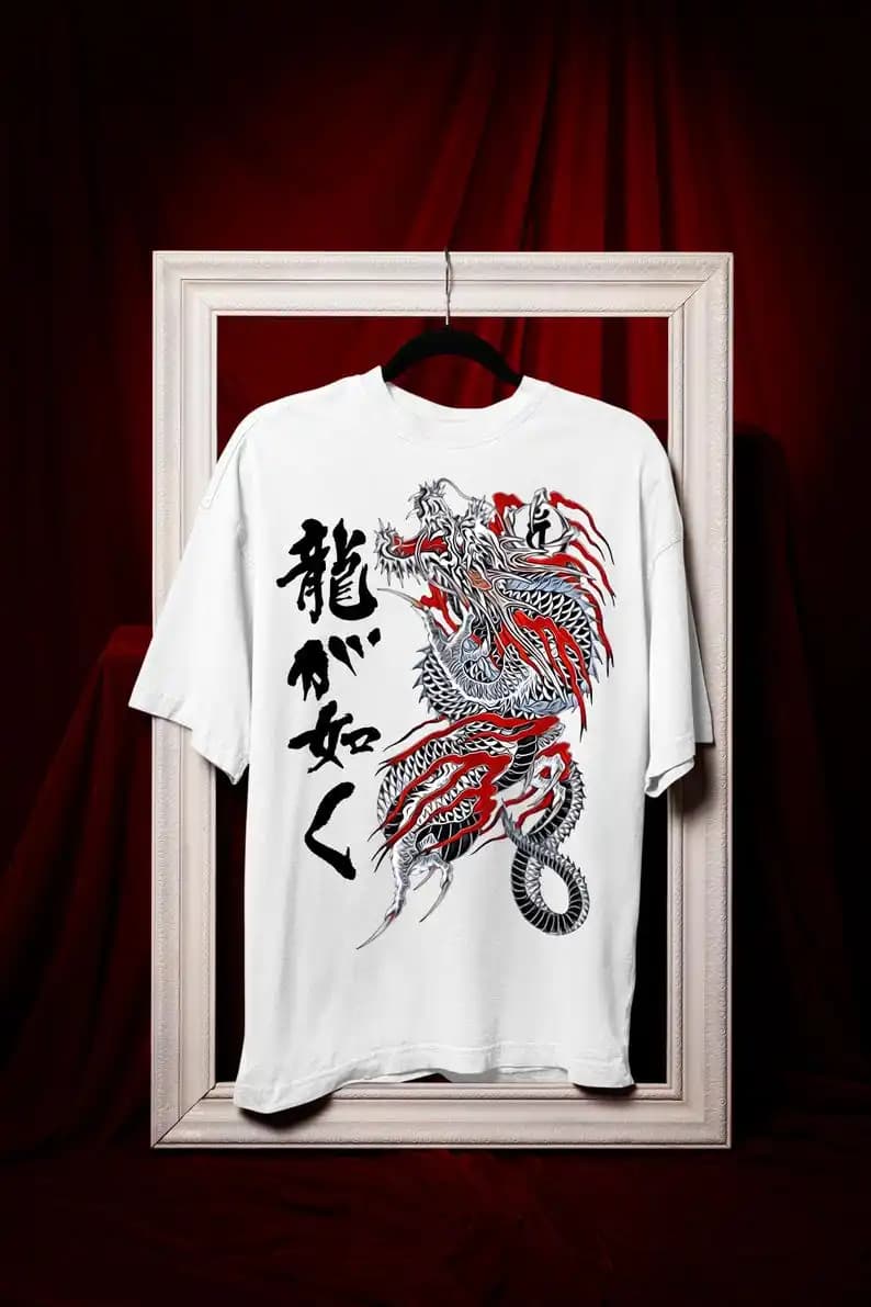 T-shirt unisex Kiryu Kazuma, maglietta da gioco giapponese Dragon Yakuza