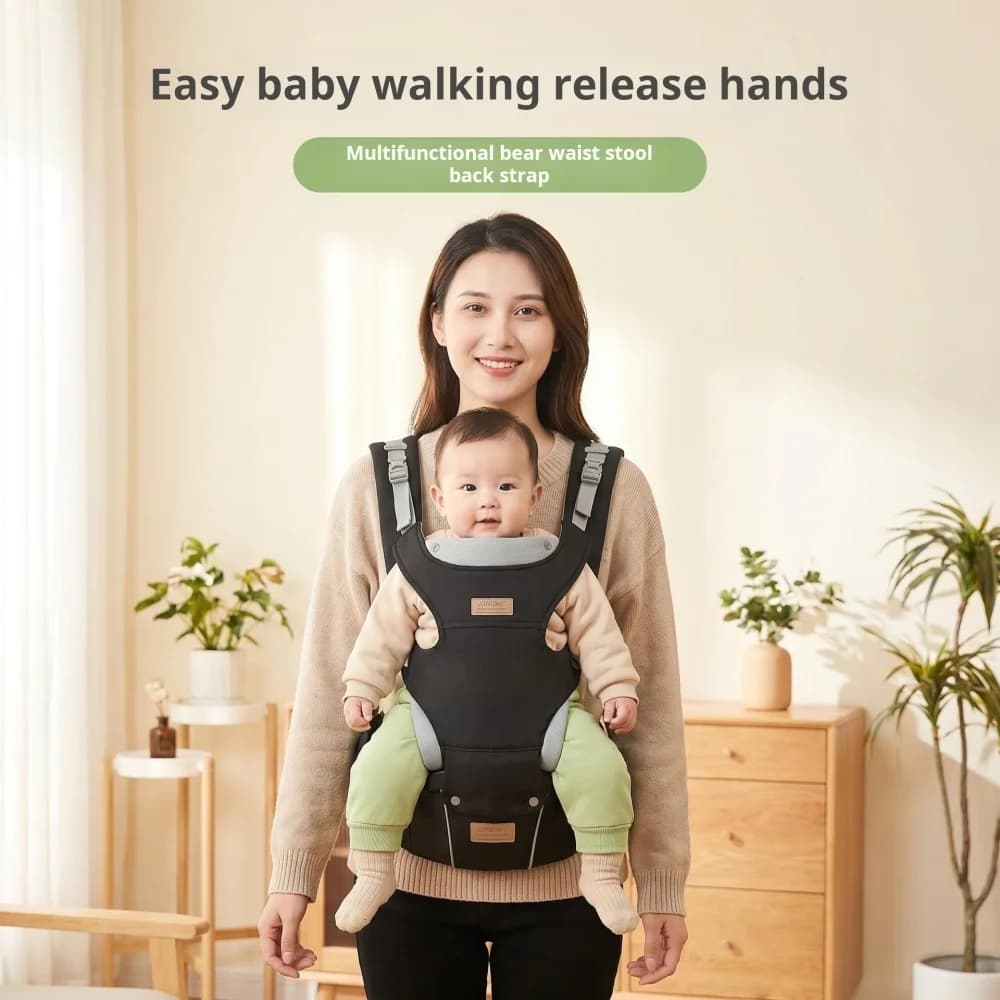 Multifunctional Ergonomic Waist Bench Baby Carrier, Hands-Free Ergonomic Baby Carrier with Hip Seat, Easy Walking Baby Carrier f